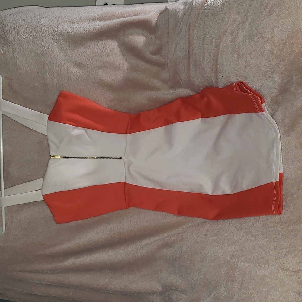 Orange and white knee length dress,By Tea  u Rose, size small